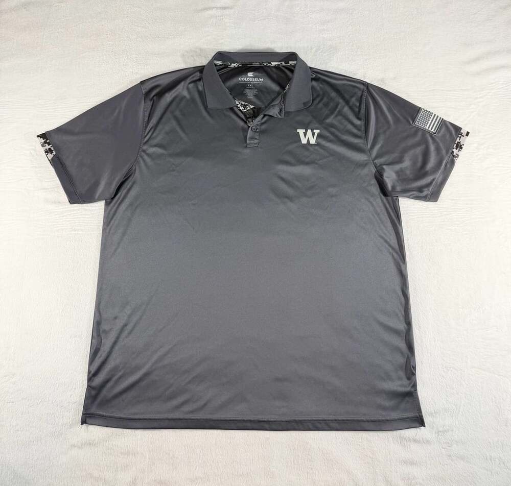 Colosseum Mens Charcoal Washington Huskies OHT Military Appreciation Polo XXL